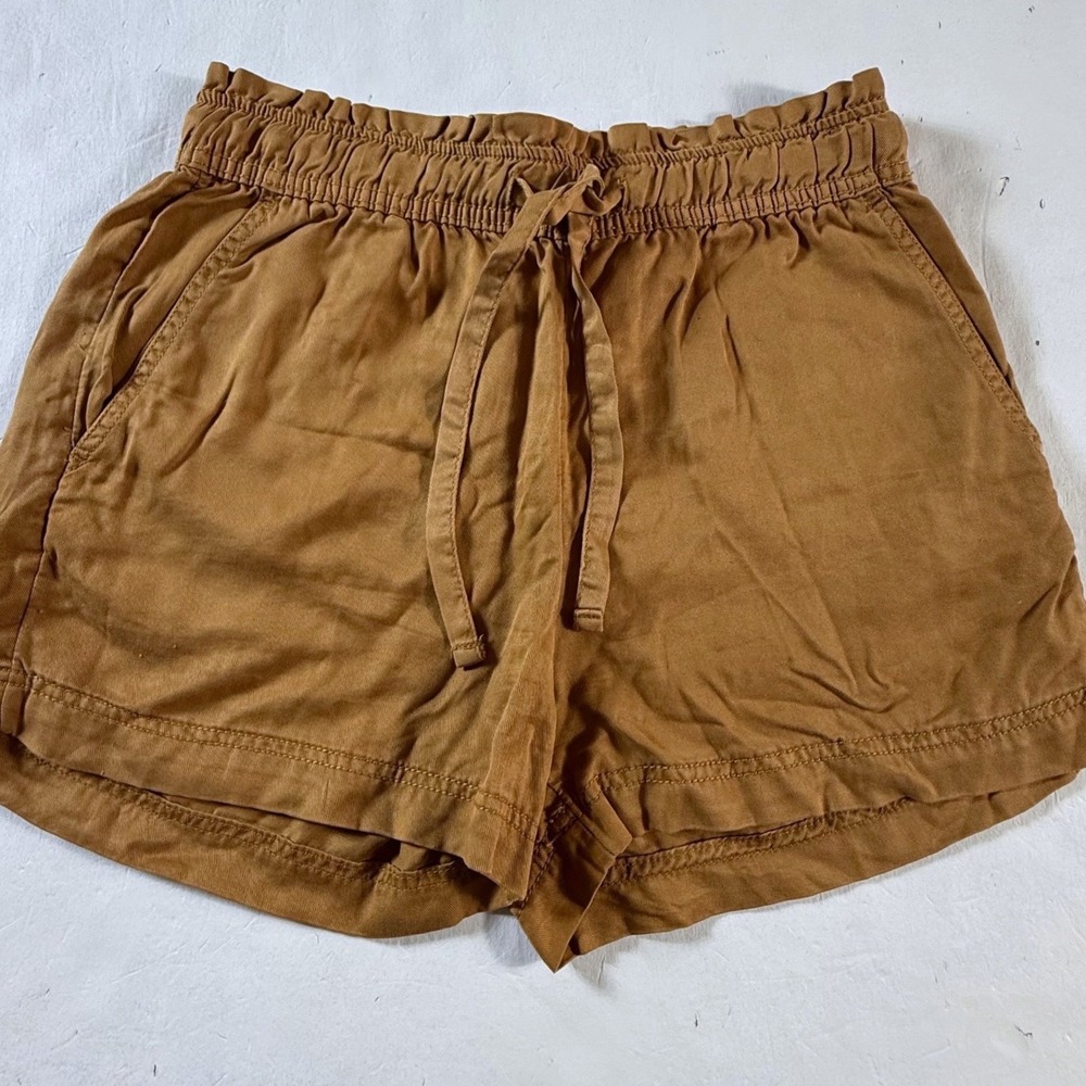 California Shorts Women S‎ Burnt Orange Lyocell Paperbag Waist Drawstring Casual